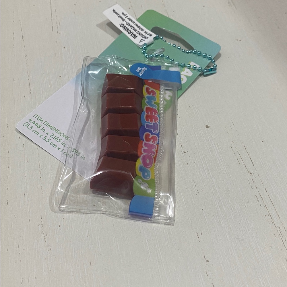 Chocolate Bar Squishy Bag Charm Keychain